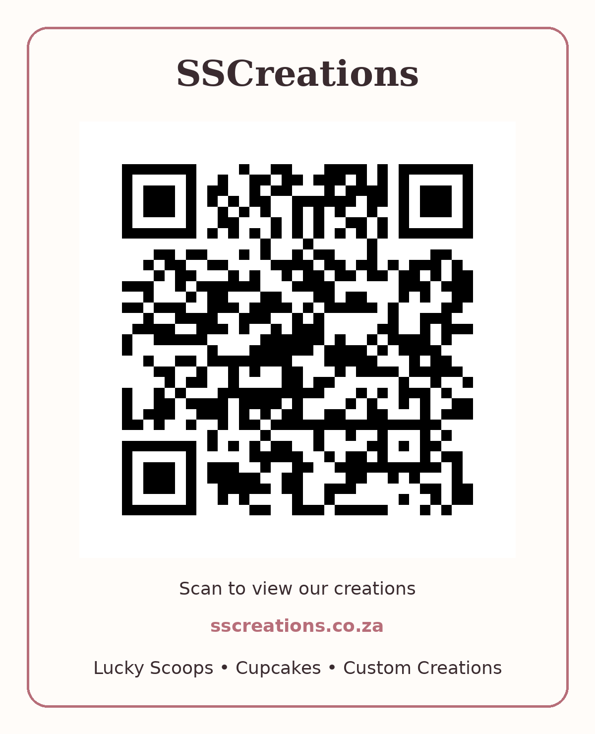 SSCreations website QR code